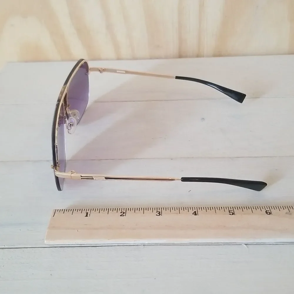 Hi Fashion Purple Sunglasses with Gold Accents Unisex